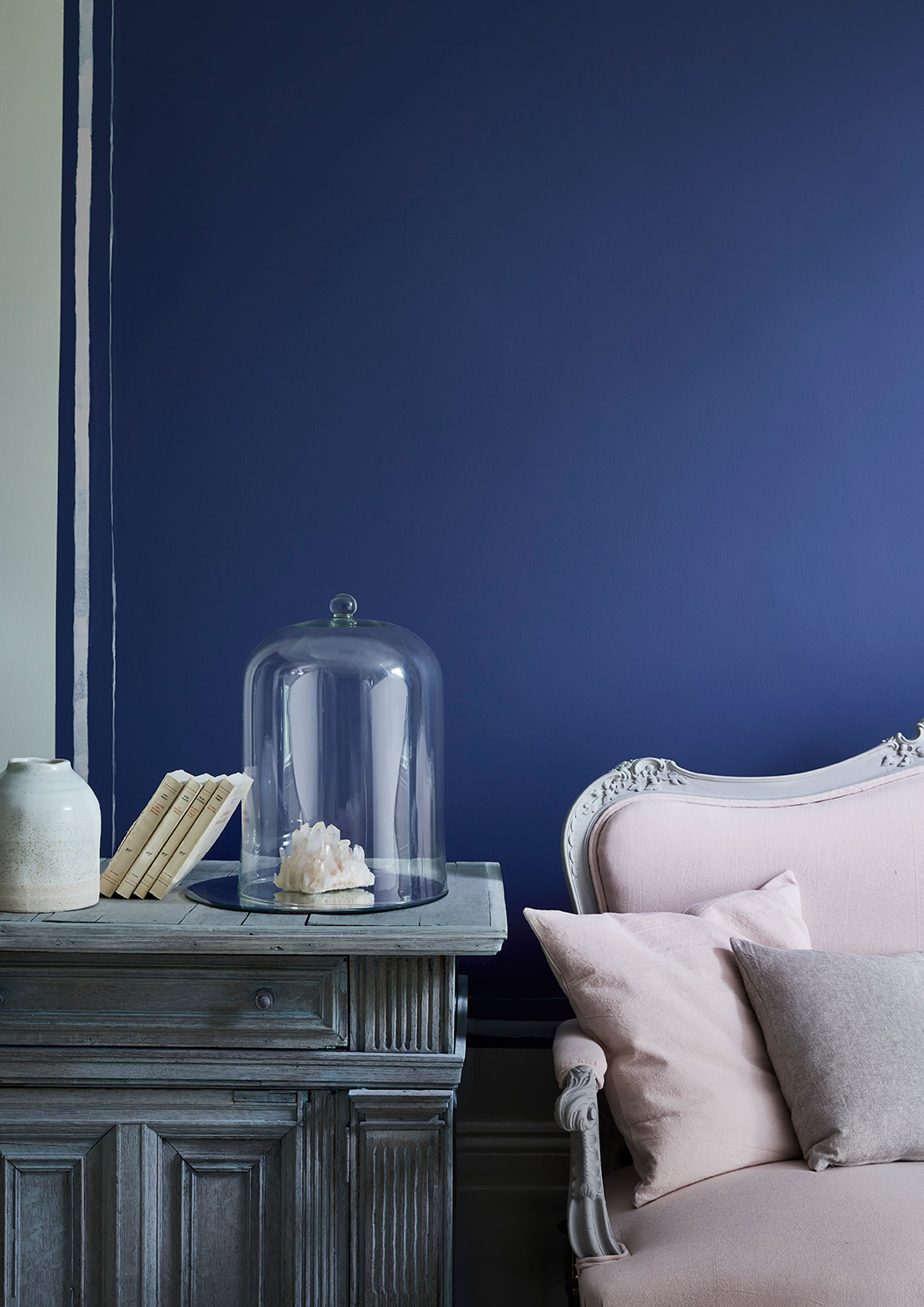 Wall painted in Napoleonic Blue by Annie Sloan