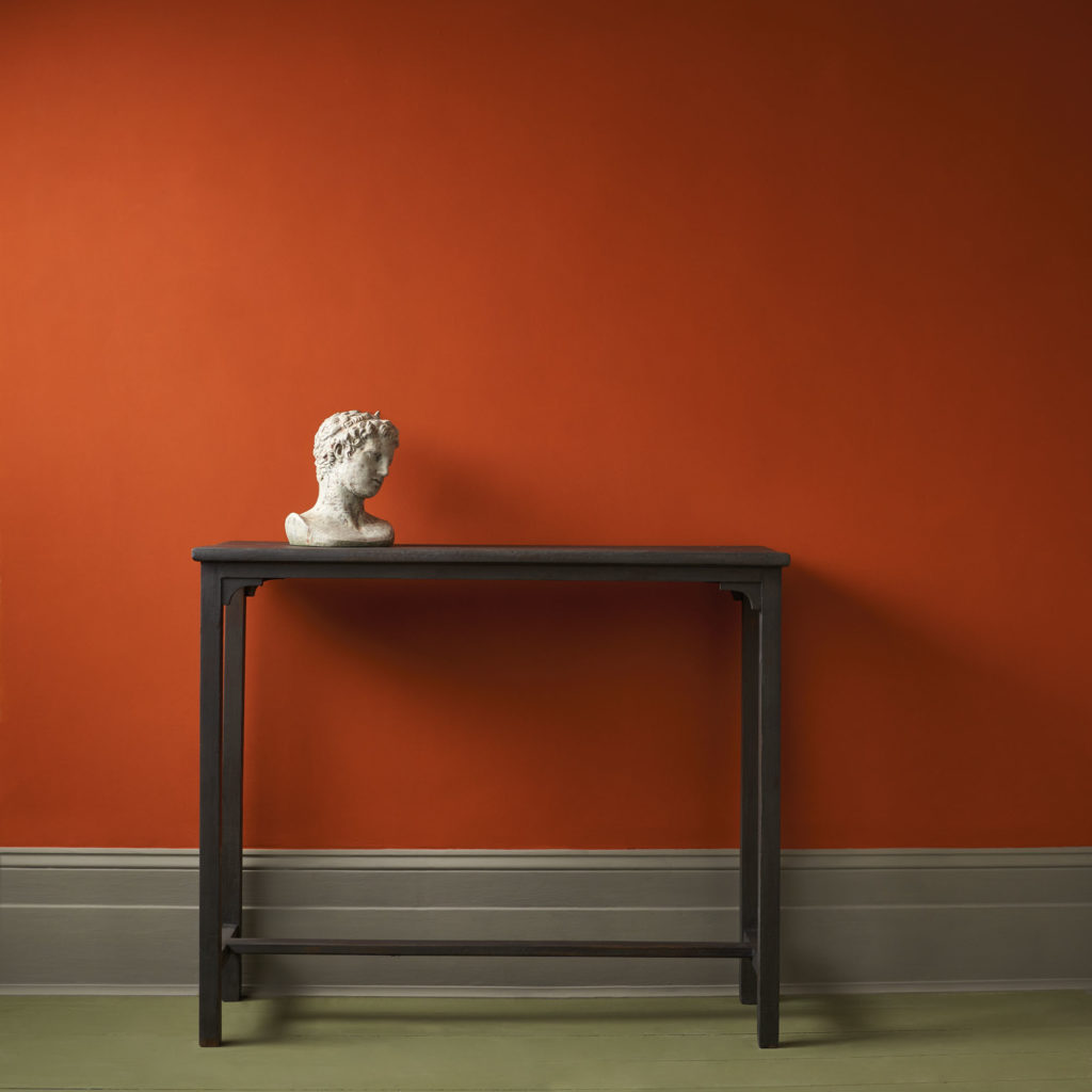 Annie Sloan Wall Paint in Riad Terracotta with Side Table in foreground