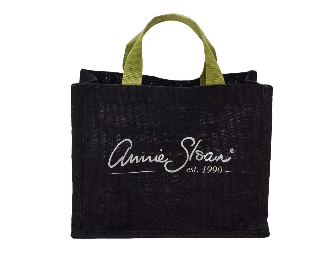 Annie Sloan bag for life in black with green handles