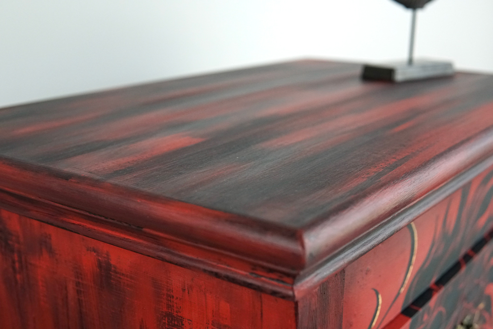 Chalk Paint in Emperor's Silk used as a base for Chest of Drawers. Athenian Black Chalk Paint used as a black wash to create aged look.