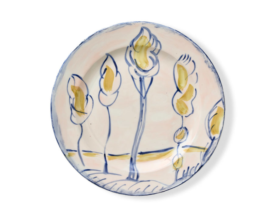 Plate painted in Antoinette and Oxford Navy by Annie Sloan
