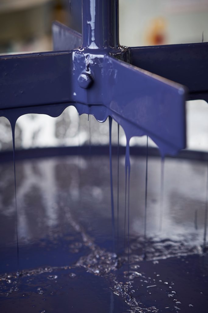 Blue paint being made in the Annie Sloan factory