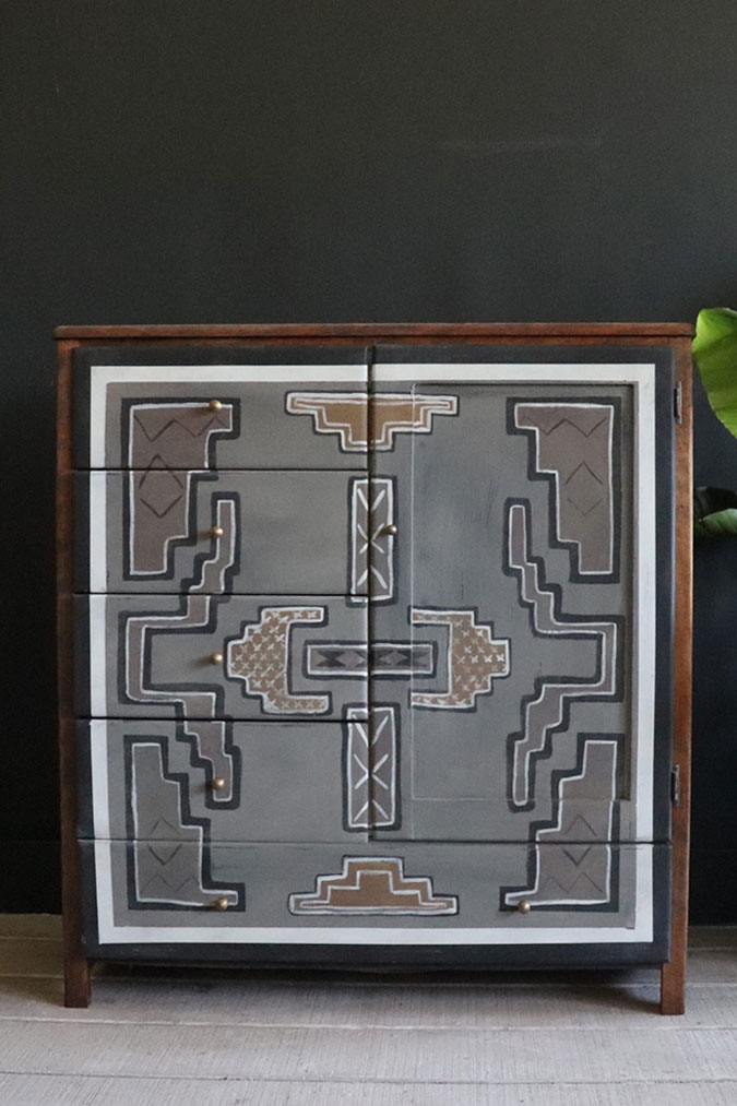 Carina Reimers Aztec Style Chalk Paint Dresser Styled with Plant