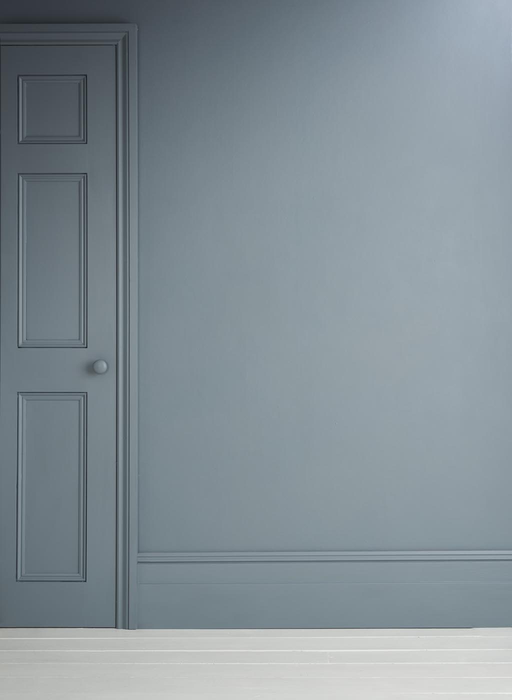 Cambrian Blue Painted Wall and Satin Painted Door and Skirting Boards