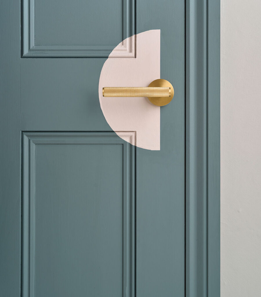 Cambrian Blue and Pointe Silk Satin Paint by Annie Sloan used on an interior wooden door