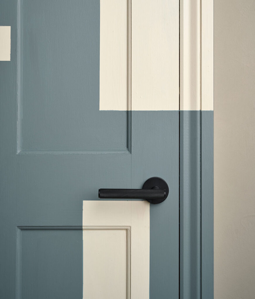 Cambrian Blue Satin Paint used on an interior wooden door