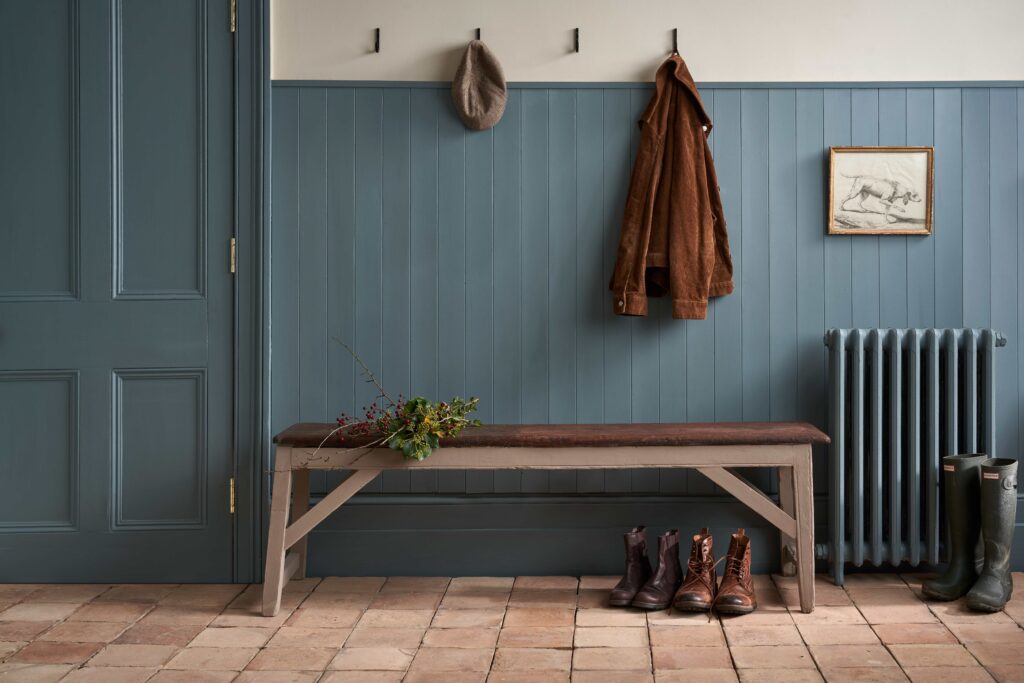 Blue satin paint for boot room