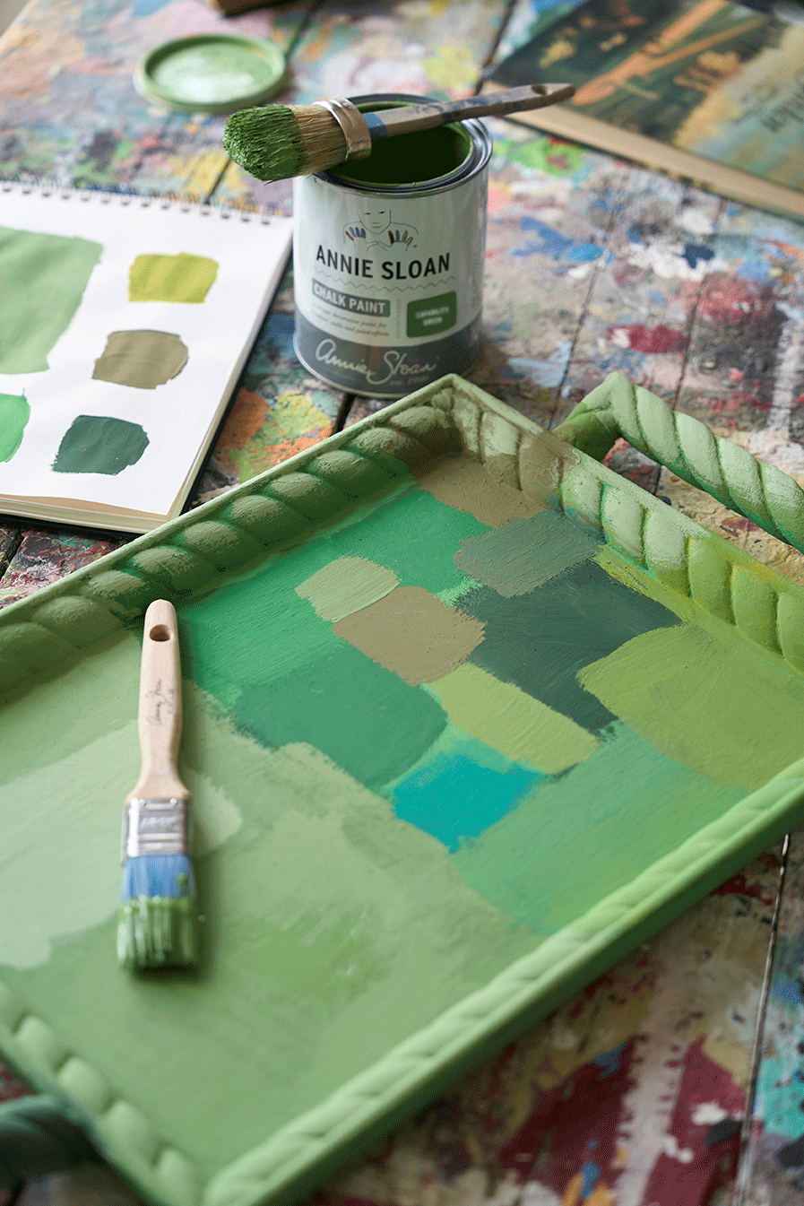 Capability Green Chalk Paint used on a wooden tray