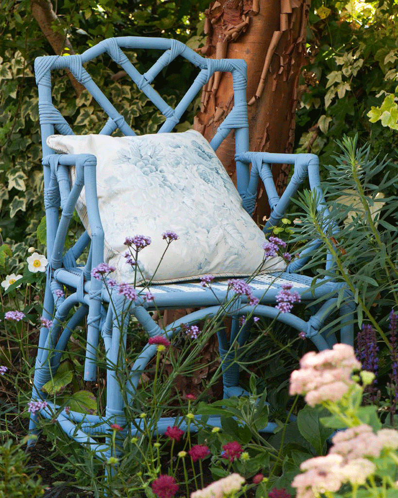Bamboo chair painted with Greek Blue Chalk Paint