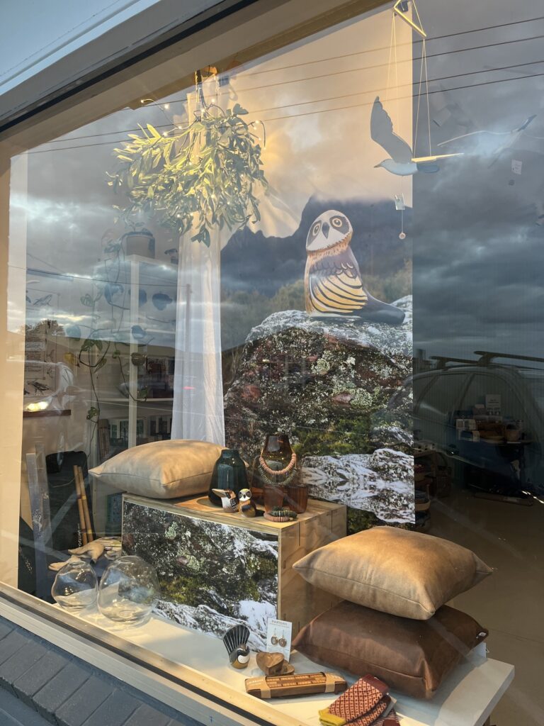 The front window of Songbird, located 15 minutes from Hobart's CBD in the gateway to the beautiful d'Entrecasteaux Channel and Bruny Island region.